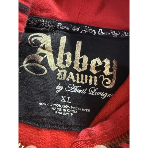 Abbey Dawn Avril Lavigne Zebra Striped Hoodie Cat Ears & Studs XL Y2K Vintage - Picture 3 of 15